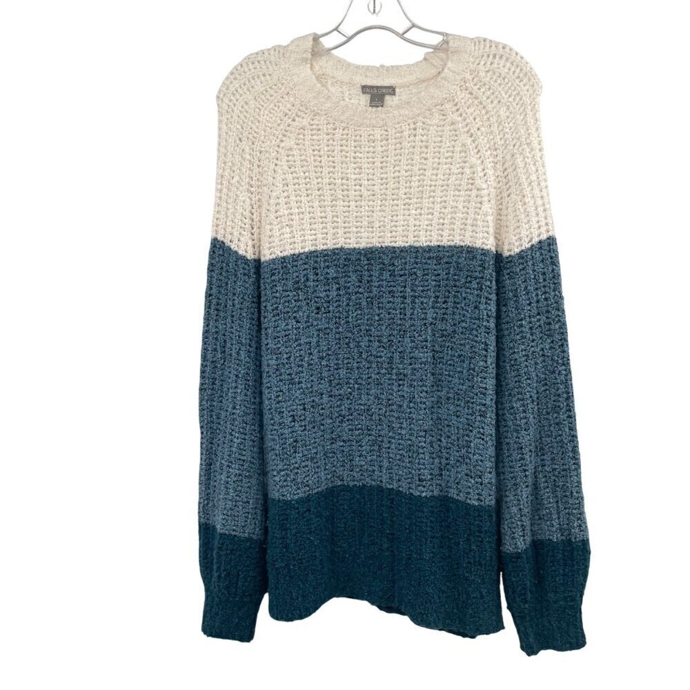 Falls Creek Womens Loose Knit Sweater Multicolor Colorblock Size Large